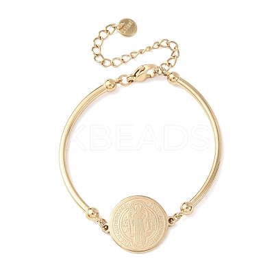 Religion 304 Stainless Steel Link Bracelets for Women BJEW-F524-02A-G-1