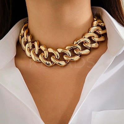 Chunky CCB Plastic Curb/Cable Chain Necklaces for Women LS-NJEW-K261-01B-G-1-1