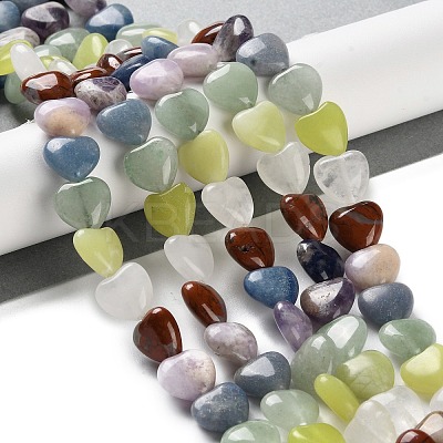 Natural Quartz Crystal & Red Jasper & Green Aventurine & Blue Aventurine & Lepidolite & Amethyst & Lemon Jade Beads Strands G-B022-39C-1