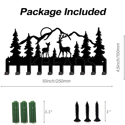 Christmas Reindeer & Forest Iron Wall Mounted Hook Hangers HJEW-WH0018-071-1