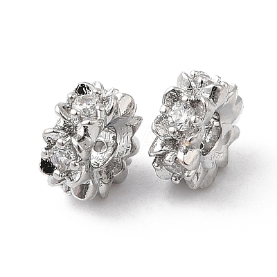 Brass Micro Pave Cubic Zirconia Spacer Beads KK-P234-39P-1