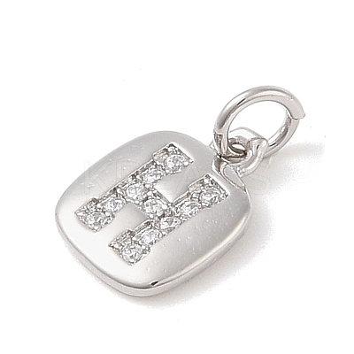 Rack Plating Brass Micro Pave CLear Cubic Zirconia Charms KK-E110-14P-H-1