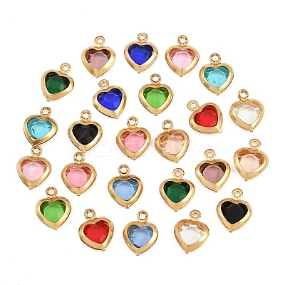 Valentine's Day 304 Stainless Steel & Glass Pendants STAS-Q119-01G-B-1