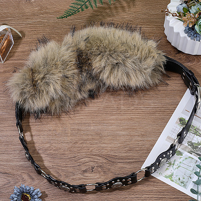 Faux Fur PU Leather Chain Belts AJEW-WH20072-55B-02-1