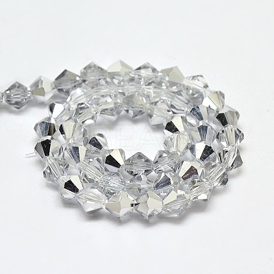 Electroplate Faceted Bicone Imitation Austrian Crystal Glass Beads Strands GLAA-F029-5x5mm-B01-1
