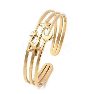 304 Stainless Steel Cuff Bangles for Women BJEW-B120-07G-03-1