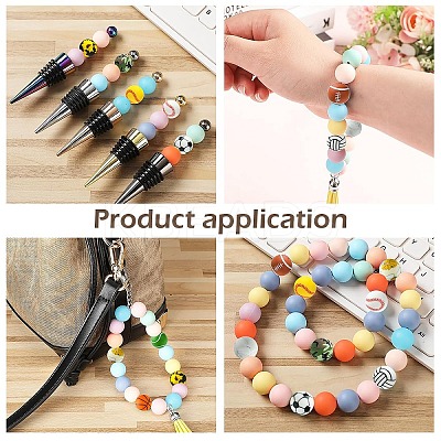 20 Styles Round Silicone Focal Beads SIL-YW0001-31-1