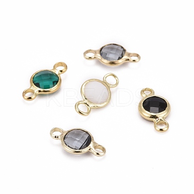 Golden Plated Glass Flat Round Links connectors KK-L094-02-1