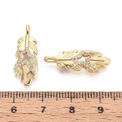 Brass Pave Clear Cubic Zirconia Pendants KK-T074-93B-G-1