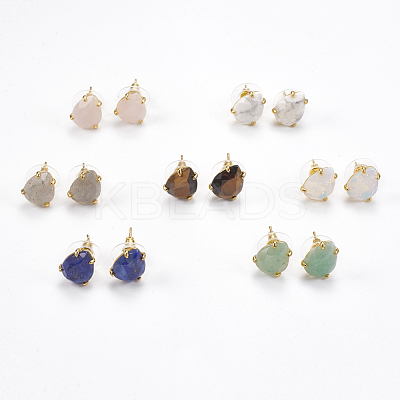 Natural & Synthetic Gemstone Stud Earrings EJEW-L196-03-1