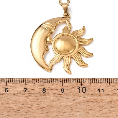 304 Stainless Steel Sun Moon Pendant Cable Chain Necklaces for Men Women NJEW-K308-04D-G-1