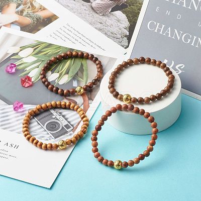 Oil Diffuser Yoga Beads Stretch Bracelet for Girl Women BJEW-JB06897-1