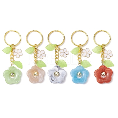Flower Acrylic Imitation Gemstone Pendant Keychain KEYC-JKC00692-1