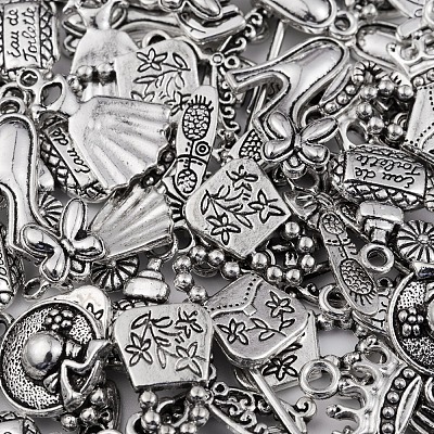 100Pcs 10 Style Tibetan Style Alloy Pendants TIBEP-CJ0001-75-1