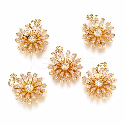 Brass Micro Pave Clear Cubic Zirconia Pendants ZIRC-B002-34G-H-1