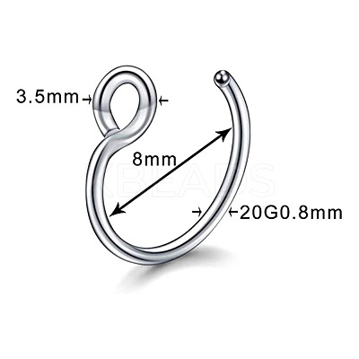316 Surgical Stainless Steel Clip on Nose Rings WGA7223-07-1