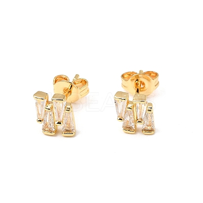 Nuggets Brass Micro Pave Clear Cubic Zirconia Stud Earrings EJEW-A135-16G-1