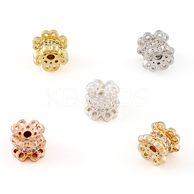 5Pcs 5 Colors Rack Plating Brass Micro Pave Cubic Zirconia Beads KK-TA0001-69-1