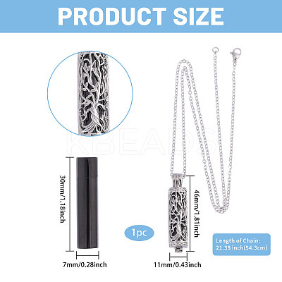 1Pc 304 Stainless Steel Tree of Life Hollow Column Pendant Pet Urn Ashes Necklaces NJEW-CA0001-28EB-1