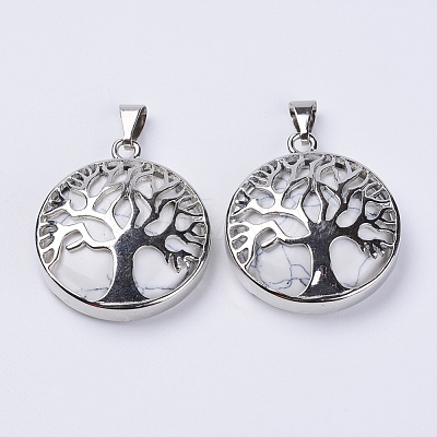 Natural Howlite Pendants G-P350-D11-1