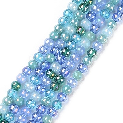 Transperant Electroplate Glass Beads Strands GLAA-P056-4mm-B03-1