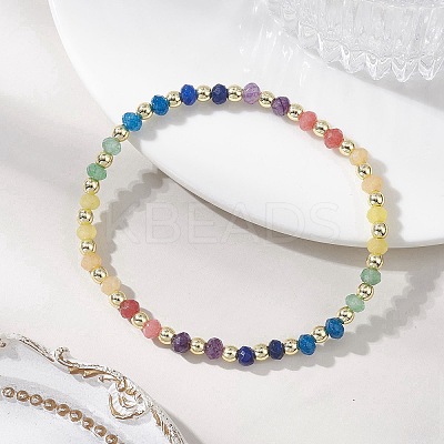 Rondelle Natural Malaysia Jade & Electroplate Non-magnetic Synthetic Hematite Beads Stretch Bracelets for Women BJEW-JB13389-1