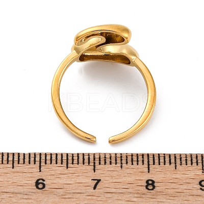 304 Stainless Steel Open Cuff Rings for Women LS-RJEW-M060-01G-19-1