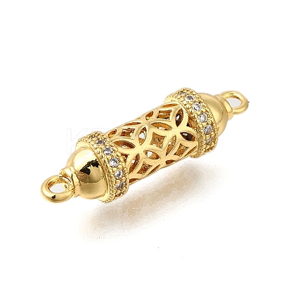 Rack Plating Brass Micro Pave Cubic Zirconia Hollow Column Links Connector Charms ZIRC-F142-50A-G01-1