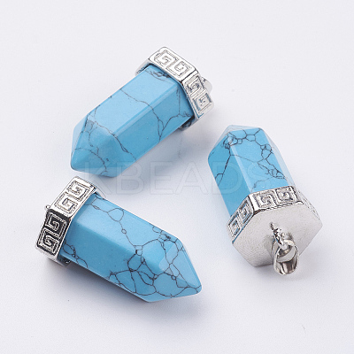 Natural/Synthetic Mixed Stone Pointed Pendants G-E442-03-1