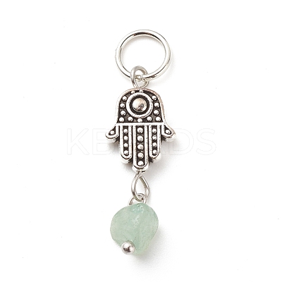 7Pcs 7 Styles Chakra Natural & Synthetic Mixed Stone Chips Alloy Pendants PALLOY-JF01778-06-1