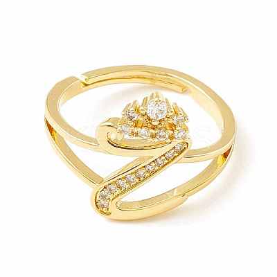 Clear Cubic Zirconia Initial Letter with Crown Adjustable Ring RJEW-M139-17Z-1