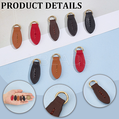 10Pcs 5 Colors Cattlehide Zipper Heads PURS-CL0001-19A-1