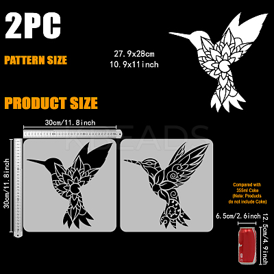 2Pcs 2 Styles PET Hollow Out Drawing Painting Stencils DIY-WH0394-0373-1