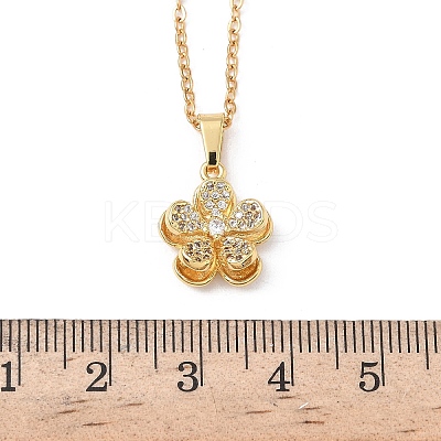 Brass Micro Pave Clear Cubic Zirconia Pendant 304 Stainless Steel Chain Necklaces for Women NJEW-D341-12C-G-1