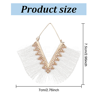 10 Pairs 10 Colors Rhombus Cotton Tassel Big Hoop Earrings EJEW-AN0001-27-1