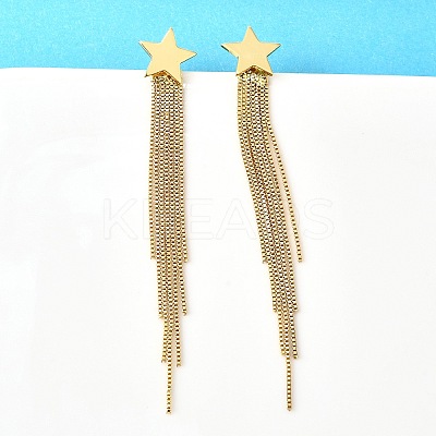 Rack Plating Brass Star Ear Studs EJEW-P226-15G-1