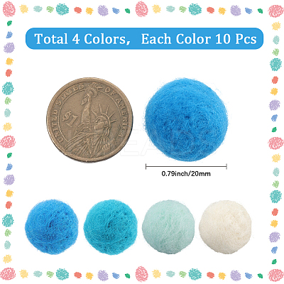 40Pcs 4 Colors Wool Felt Balls DIY-SC0029-40E-1