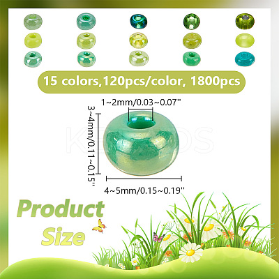 1800Pcs 15 Colors Glass Round Seed Beads SEED-AR0001-18-1