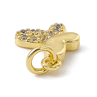 Brass Micro Pave Clear Cubic Zirconia Butterfly Charms ZIRC-F132-92G-1
