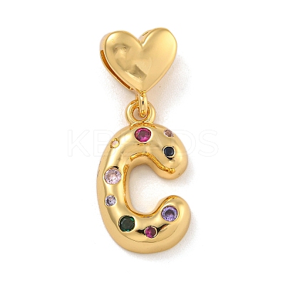 Brass Micro Pave Colorful Cubic Zirconia Pendants KK-P281-01G-C-1