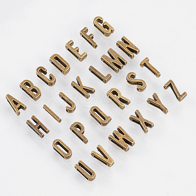 Tibetan Style Antique Bronze Plated Alloy Letter Slide Charms PALLOY-PH0013-42AB-1