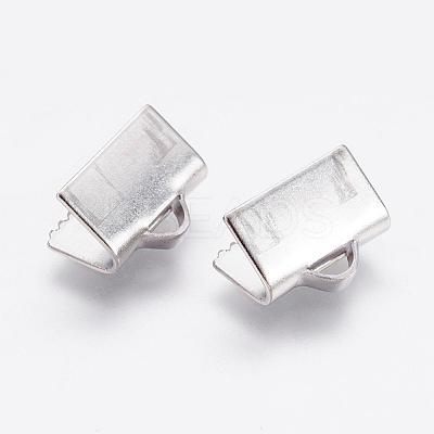 Tarnish Resistant 304 Stainless Steel Ribbon Crimp Ends STAS-P168-03P-1