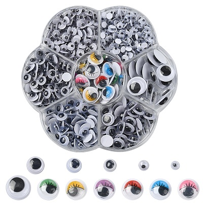 743Pcs Black & White Plastic Wiggle Googly Eyes Buttons KY-YW0001-12-1