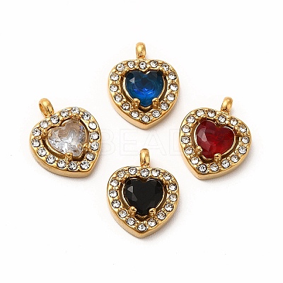 PVD Vacuum Plating 304 Stainless Steel Cubic Zirconia Pendants STAS-A076-02G-1