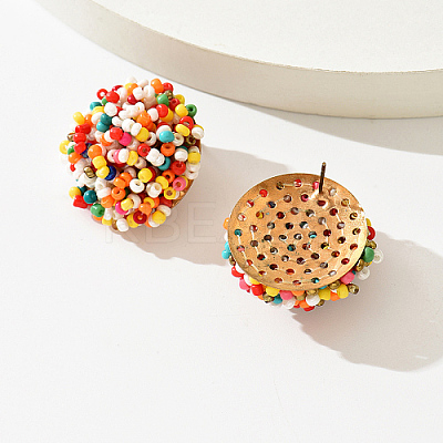 Plastic Bead Cluster Stud Earrings GI1626-1-1