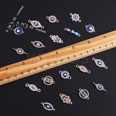 20Pcs Eye Enamel Charm Connector Mixed Shape Evil Eye Charm Assorted Evil Eye Connector for Jewelry Necklace Bracelet Earring Making Crafts JX220A-1