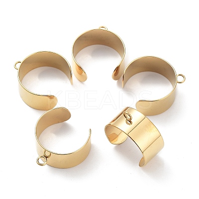 Ion Plating(IP) 304 Stainless Steel Open Cuff Finger Ring Components LS-STAS-WH0029-40B-G-1