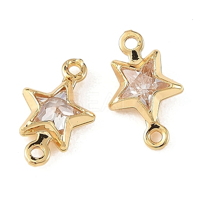 SHEGRACE Brass Pave Cubic Zirconia Star Connector Charms XGRQ2O602-441A-G-1