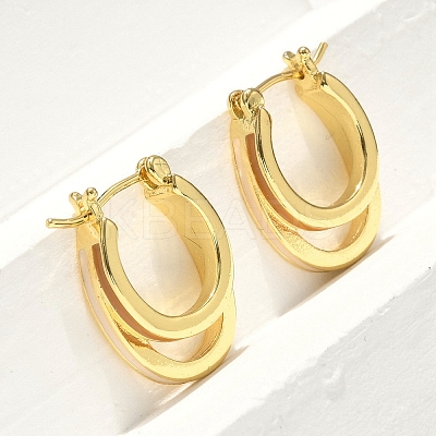 Two-layer Oval Brass Enamel Hoop Earrings EJEW-S252-03B-G-1