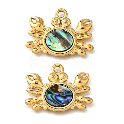 304 Stainless Steel Pave Natural Paua Shell Pendants STAS-C122-21A-01G-1